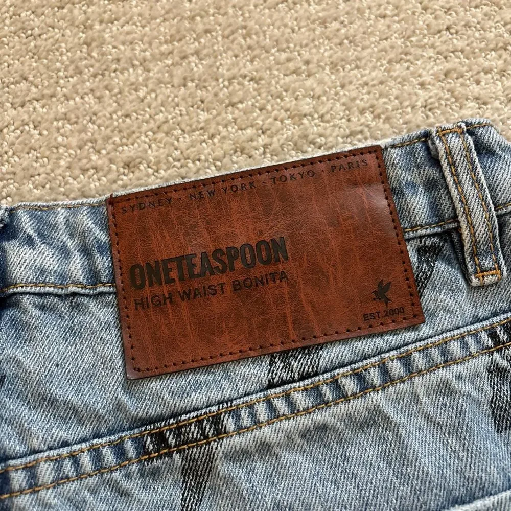 One Teaspoon High Waist Bonita Lightning Bolt High Rise Mom Denim Short Sz 29 - Picture 9 of 9